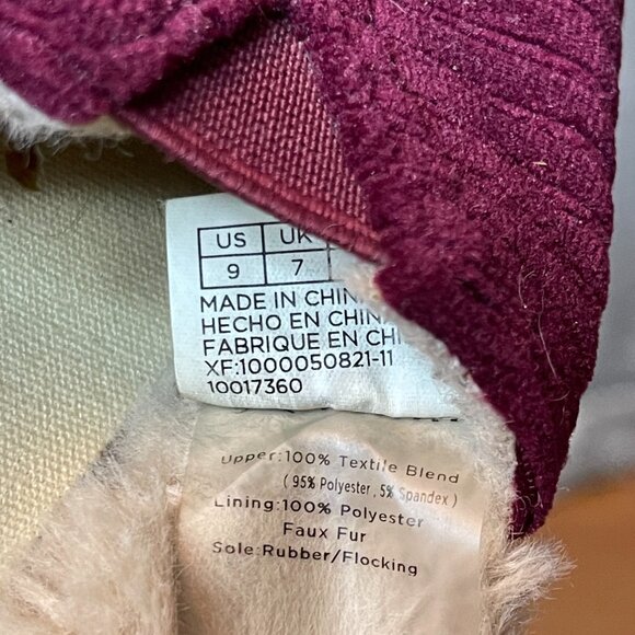 TOMS Womens Alpargata Burgundy Red Faux Fur Lined Corduroy Flat Loafer Slip On 9 - Picture 4 of 9